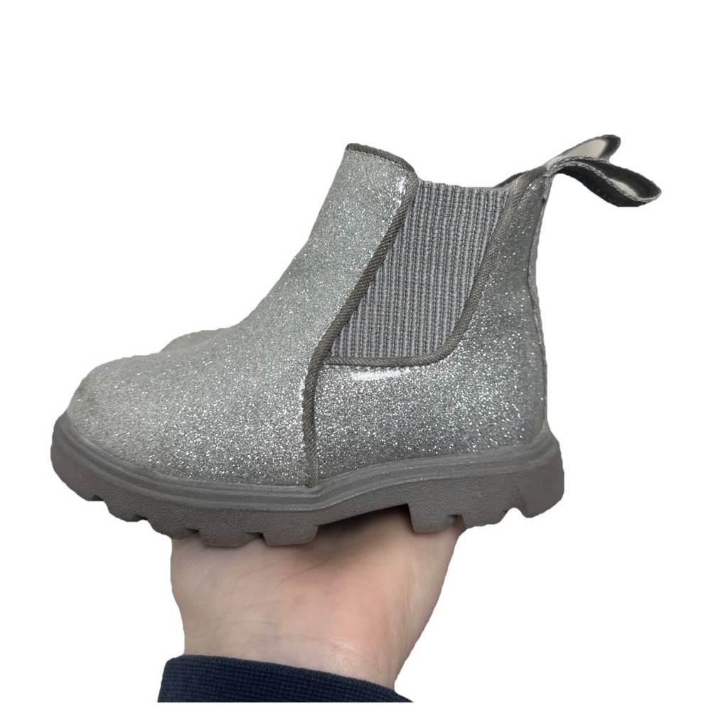 GIRLS‎ NATIVE KENSINGTON TREKLITE SILVER GLITTER CHELSEA BOOTS SZ 6C Little Girl